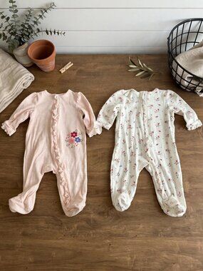 Little Me Baby Girl 3M Footed Sleepers